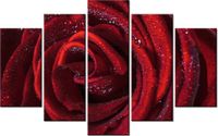 70 100CM OBRAZ 5 ELEM BORDOWA RÓŻA DRUK PŁÓTNO