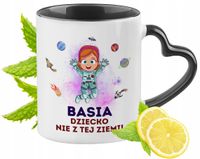 Kubek Czarny Z Uszkiem W Kształcie Serca Dla Basi Idealny Na Prezent