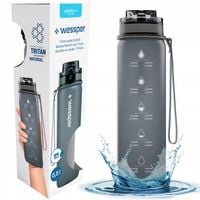 Butelka bidon na wodę Tritan szczelna z miarką sportową 500 ml Wessper