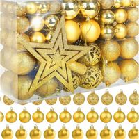 BOMBKI CHOINKOWE NA CHOINKĘ ZESTAW XXL 100 szt 7,5/5/4 cm ZŁOTE + GWIAZDA