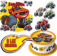 ZESTAW OPŁATEK NA TORT 30CM + 17 POSTACI - BLAZE TRUCK + IMIĘ 24CM 26CM