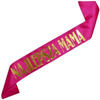 Najlepsza Mama - różowa szarfa ze złotym nadrukiem