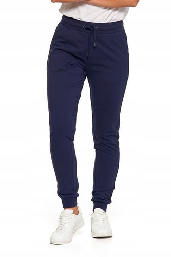 SPODNIE DRESOWE DAMSKIE BAWEŁNIANE JOGGERY BEZ WZORU MORAJ GRANATOWE S na Arena.pl