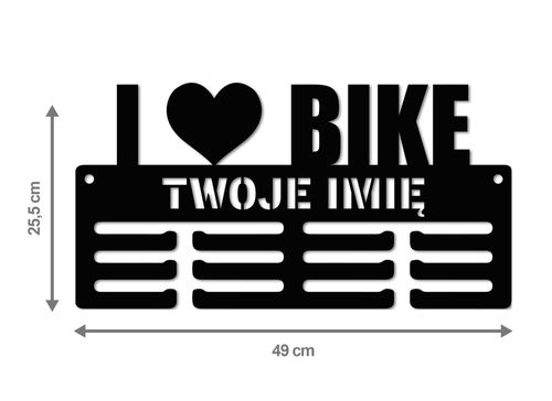 Wieszak na medale I LOVE BIKE twoje imię dowolny tekst 42.3 na Arena.pl