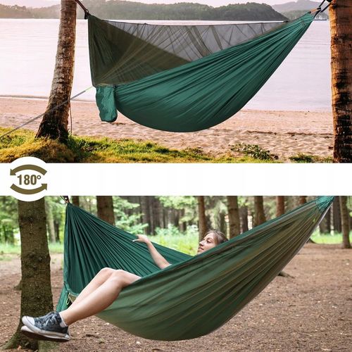 HAMAK KEMPINGOWY Z MOSKITIERĄ, HAMAK PODRÓŻNY DO UŻYTKU NA ZEWNĄTRZ, 270 CM na Arena.pl