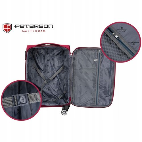 Duża walizka z wytrzymałej tkaniny poliestrowej w czerwono-niebieskim kolor na Arena.pl