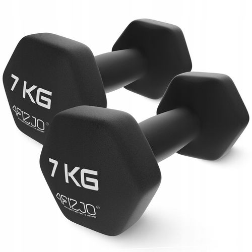 HANTLE CIĘŻARKI DO ĆWICZEŃ HANTELKI ŻELIWNE ANTYPOŚLIZGOWE ZESTAW 2x7 KG na Arena.pl
