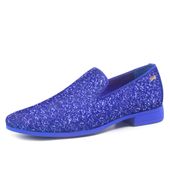 Mokasyny męskie wizytowe brokatowe niebieskie smoking loafers 42,5