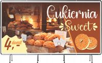BANER REKLAMOWY 200x100 cm plandeka duży wybór różne wzory CUKIERNIA