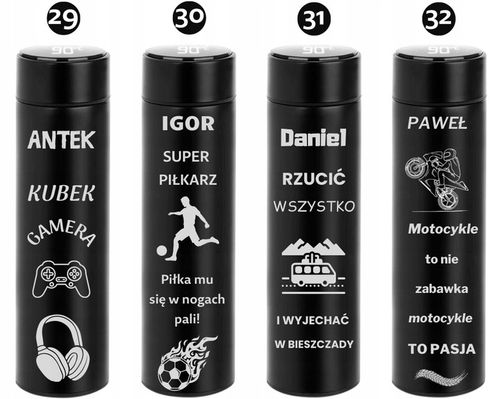 KUBEK TERMICZNY Termos LED GRAWER DO HERBATY KAWY Prezent Na URODZINY LOGO na Arena.pl