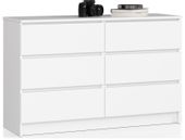 KOMODA K 120 cm 6 SZUFLAD BIAŁA