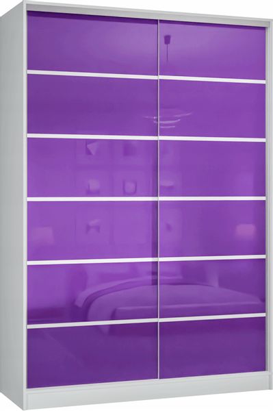 SZAFA PRZESUWNA 180 x 250 BIAŁA LACOBEL FIOLETOWY zdjęcie 1