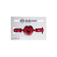 sportsheets sex & mischief serce red - pasek intymny z otworami, regulowany