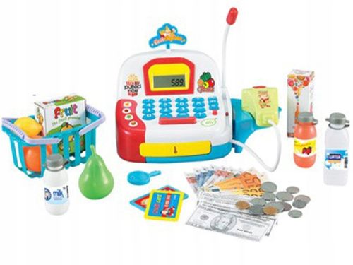 DUŻA Interaktywna Kasa Sklepowa Koszyk Produkty SKANER MIKROFON BILON KARTY na Arena.pl