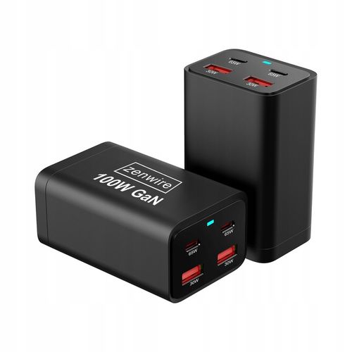 Ładowarka Sieciowa Zasilacz 100W Kostka GaN 3 Kabel AC 2x USB-C 65W 2x USB na Arena.pl