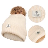 ciepła damska czapka zimowa z futerkowym pomponem - peterson