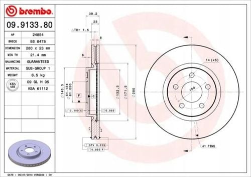 TARCZA HAM PRZOD 280X23 V BREMBO na Arena.pl