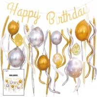 Mega Dekoracja balonowa Urodzinowa zestaw balonów złoto srebrny 30szt