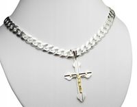 Gruby Srebrny Łańcuszek splot Pancerka +Krzyżyk