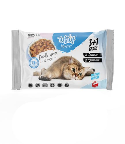 TUF TUF saszetki dla kota 4x100g - 2 x dorsz, 2 x pstrąg na Arena.pl