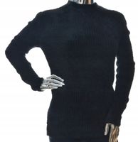 Damski sweter typu alpaka pod szyję prążek czarny