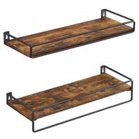 Zestaw 2 półek loft 40 cm ścienne rustykalny brąz czarna stal