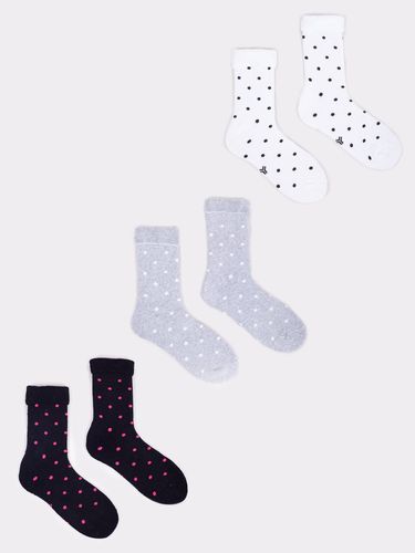 Skarpety dziewczęce frotte w kropki 3PAK 31-34 YOCLUB na Arena.pl