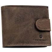 zestaw prezentowy: brelok i brązowy, skórzany portfel męski z zapięciem