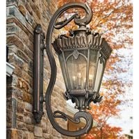 Dekoracyjna LAMPA elewacyjna Tournai KL-TOURNAI1G-XL Elstead KICHLER industrialna OPRAWA metalowy kinkiet retro IP44 antyczny mosiądz