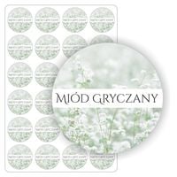 ETYKIETY etykietki nalepki naklejki kolorowe MIÓD GRYCZANY przetwory 5 cm