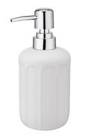 Dozownik do mydła z pompką LINO ceramiczny biały matowy tłoczony ryflowany
