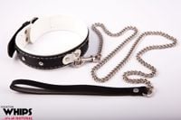 wiązania   obroża damska ze smyczą, biała