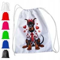 BIAŁY WOREK DO PRZEDSZKOLA SZKOŁY, NA WF - DOBERMAN PREZENT