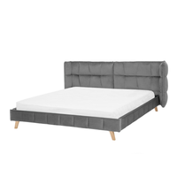 Łóżko welurowe 180 x 200 cm szare SENLIS