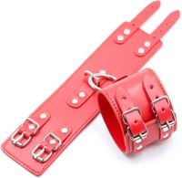 fetish fever   cuffs with two buckles   red