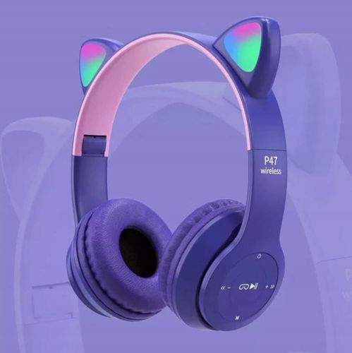 SŁUCHAWKI DLA DZIECI BLUETOOTH KOCIE USZY KOT LED RGB NAUSZNE MIKROFON na Arena.pl