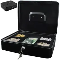 Duża Metalowa Kasetka Skrytka Sejf na Pieniądze + Klucze