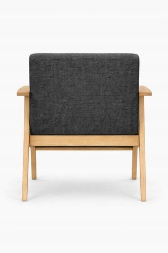 Fotel PRL wypoczynkowy salon balkon czarny drewno naturalne na Arena.pl