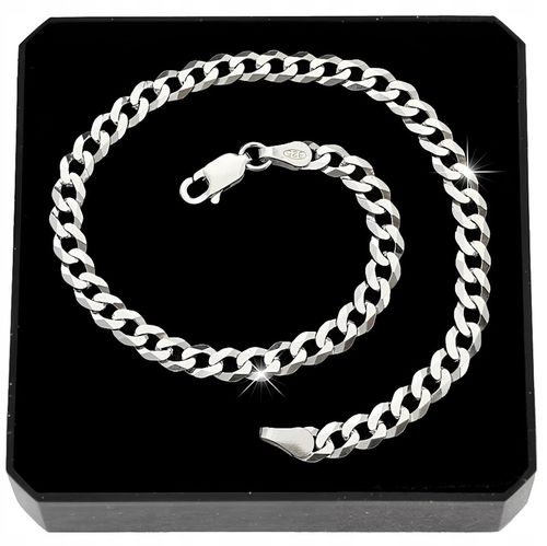 SREBRNA MĘSKA BRANSOLETKA PANCERKA 4.5mm SREBRO PEŁNE DIAMENTOWANE na Arena.pl