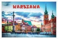 Warszawa czerwony napis - magnes szklany