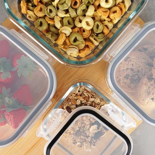 zestaw 4 szklanych pojemników na żywność z pokrywami i uszczelkami 229236 na Arena.pl