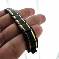 Bransoletka magnetyczna męska zdrowotna CZARNO-ZŁOTA 21cm Prezent Versatile