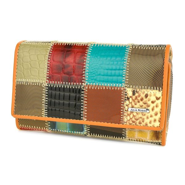 Portfel Damski Skórzany Patchwork Skóra Duży M96 zdjęcie 6