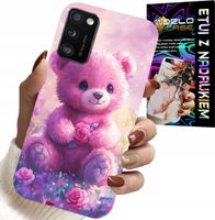 ETUI DO SAMSUNG GALAXY A41 - SŁODKI MIŚ NA RÓŻOWYM TLE, CASE + SZKŁO