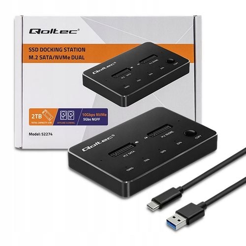 Stacja Qoltec Stacja dokująca SSD M.2 NVMe USB-C 2x 2TB na Arena.pl