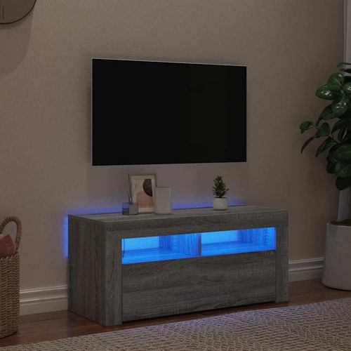 Szafka pod TV z oświetleniem LED, szary dąb sonoma, 90x35x40 cm na Arena.pl