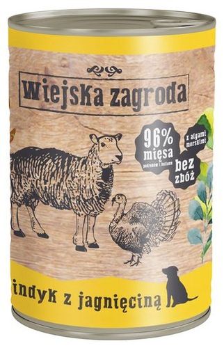 Zdrowa karma dla psa bez glutenu i GMO Wiejska Zagroda Indyk i Jagnię 400g na Arena.pl