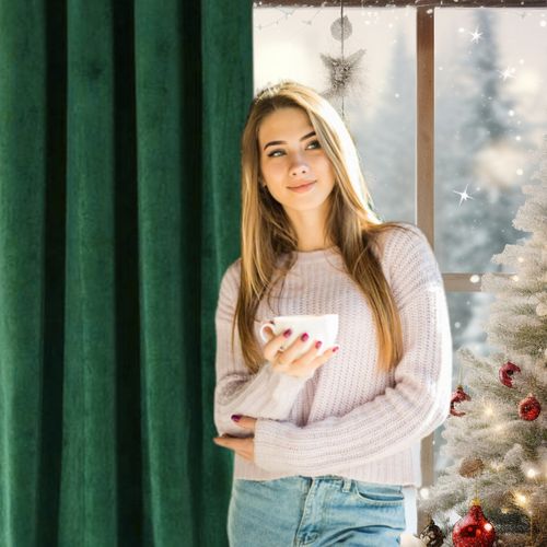 zasłona welurowa na taśmie - zielona na Arena.pl