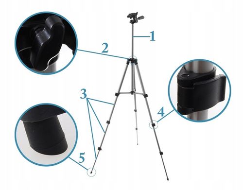 STATYW 4W1 PILOT TRIPOD UCHWYT NA TELEFON 103CM ETUI na Arena.pl