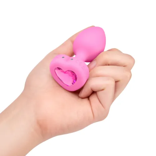 b-vibe heart plug s/m pink - silikonowy model z pilotem 15 trybow na Arena.pl